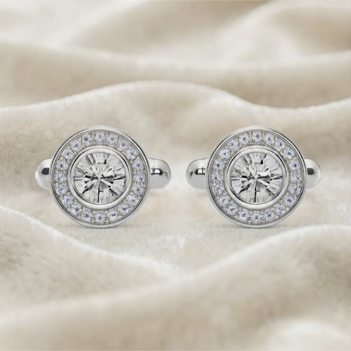 Men's Compass Cufflinks, Round diamond Cuff links