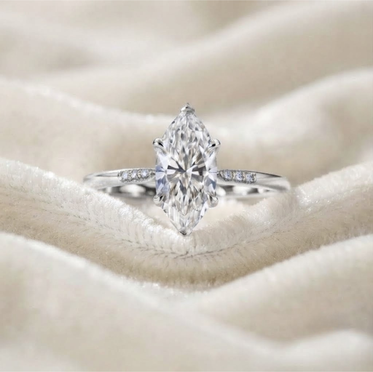 Marquise Cut Lab Grown Diamond Engagement Ring