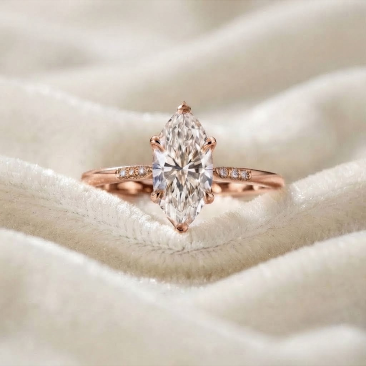 Marquise Cut Lab Grown Diamond Engagement Ring