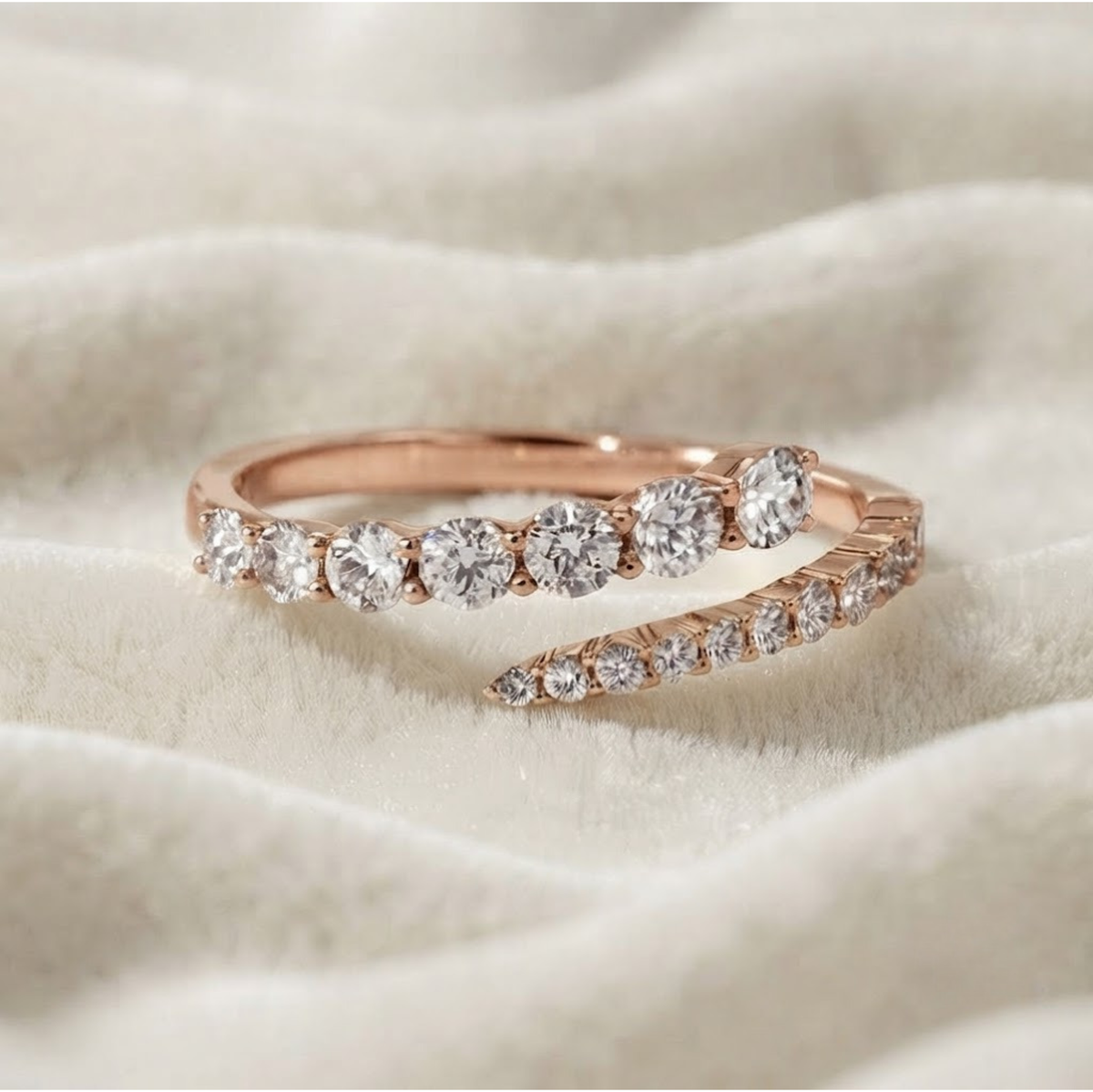 Round Diamond Spiral Wrap Ring