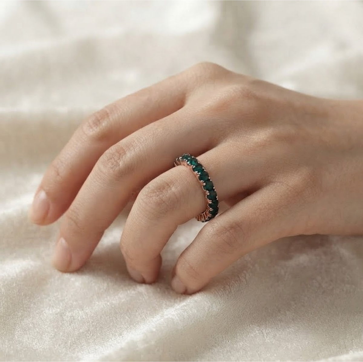Teal Blue Sapphire Full Eternity Band