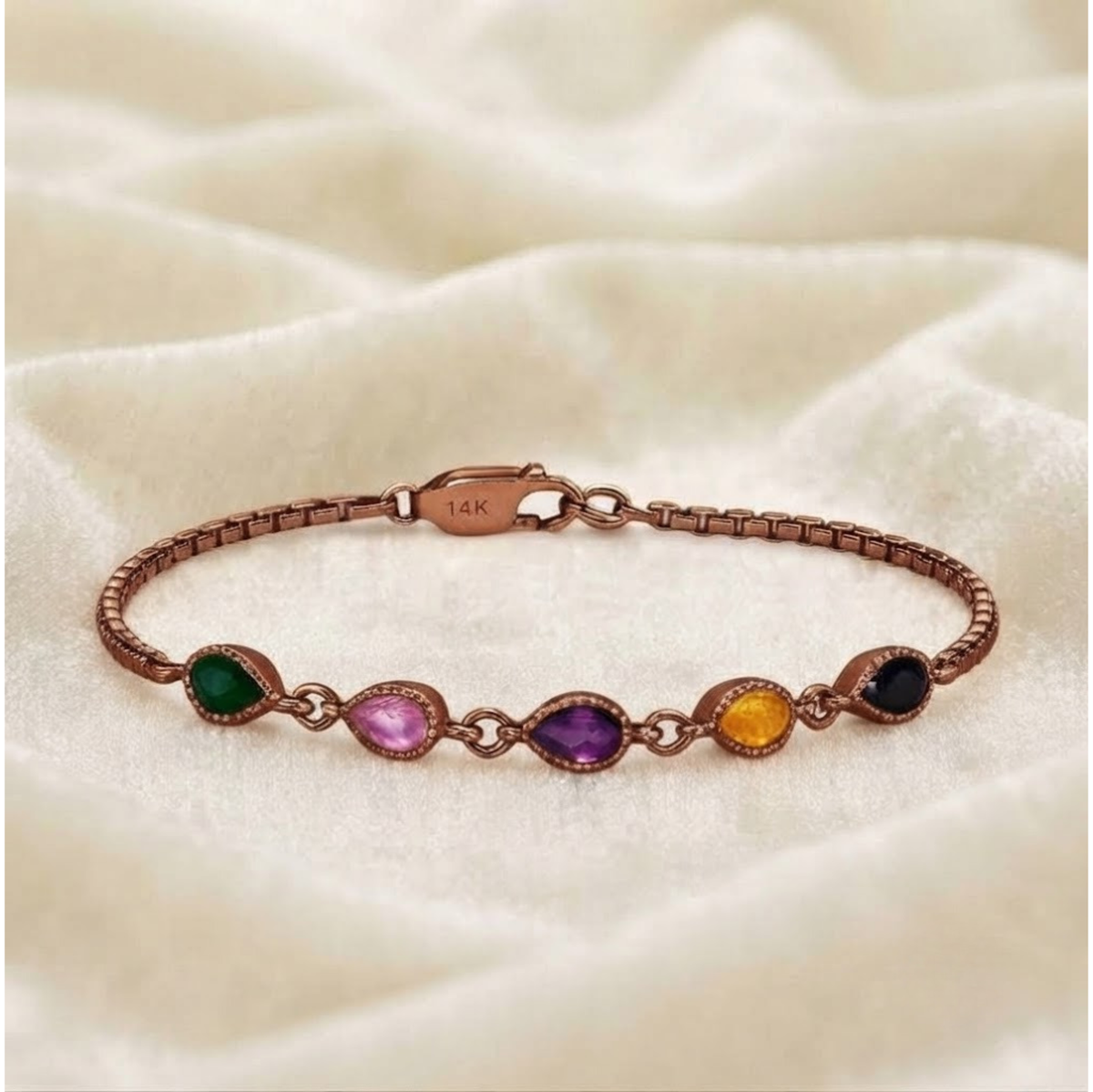 Pear Cut Multi Birthstone Bracelet.