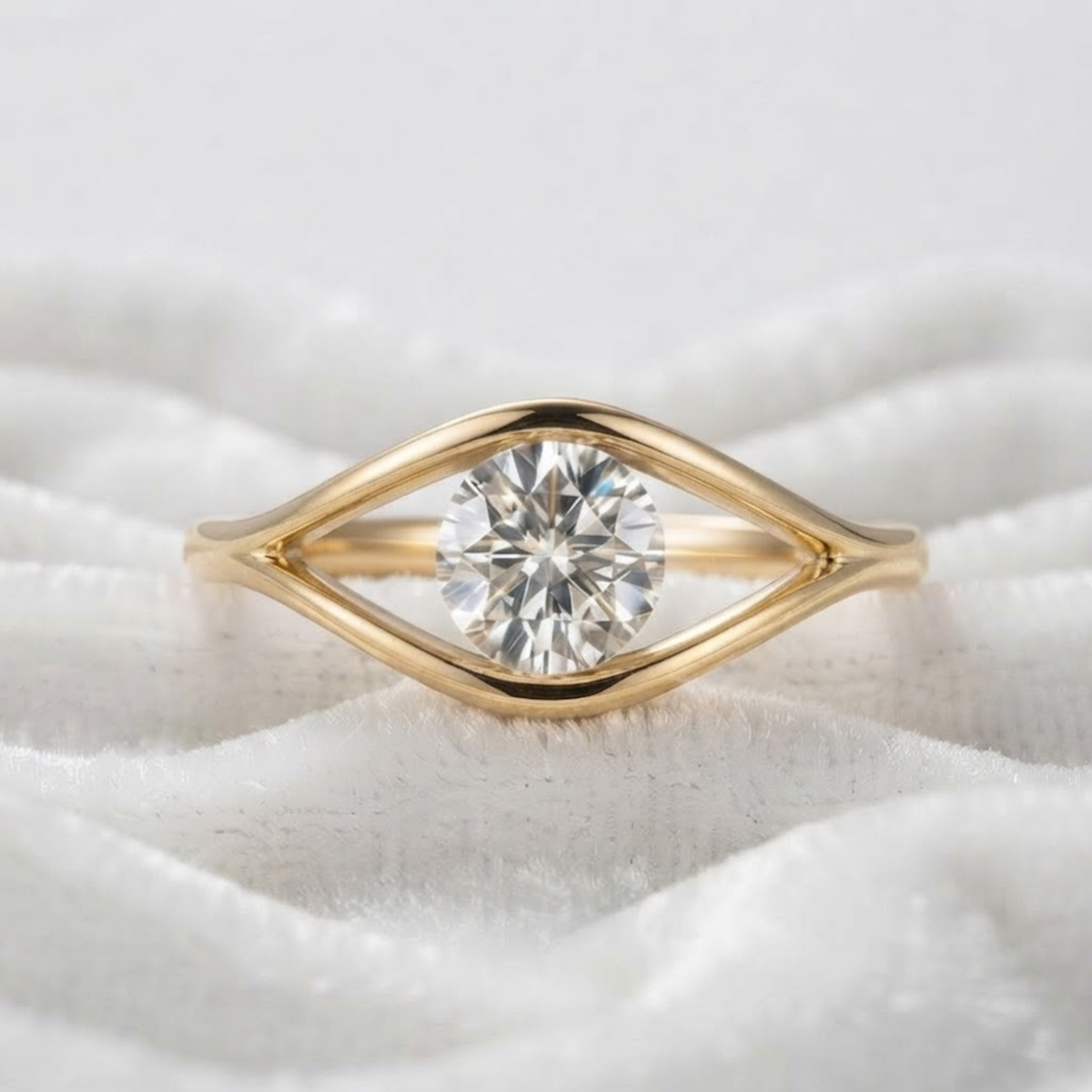 Round Lab Created Diamond Engagement Ring