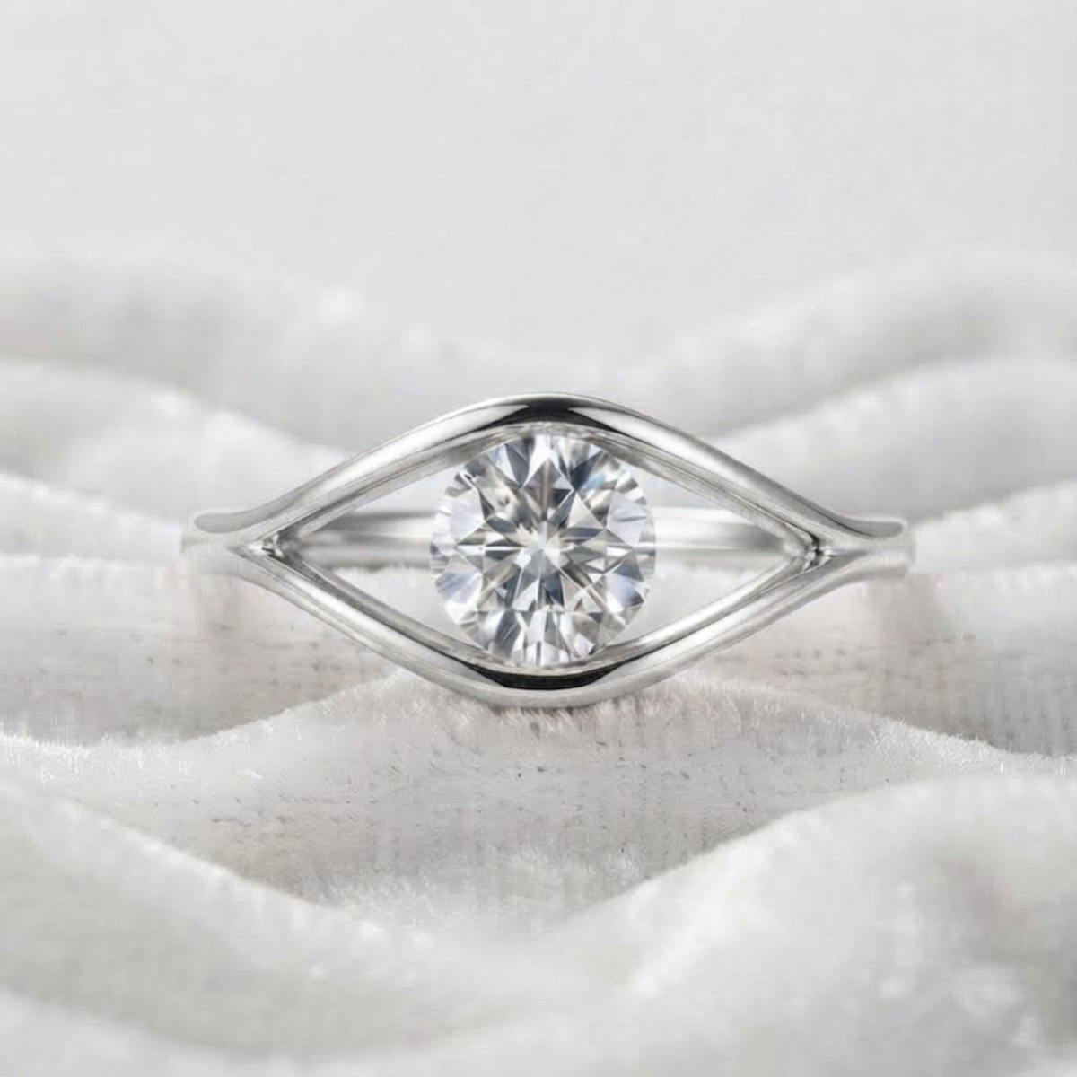 Round Lab Created Diamond Engagement Ring