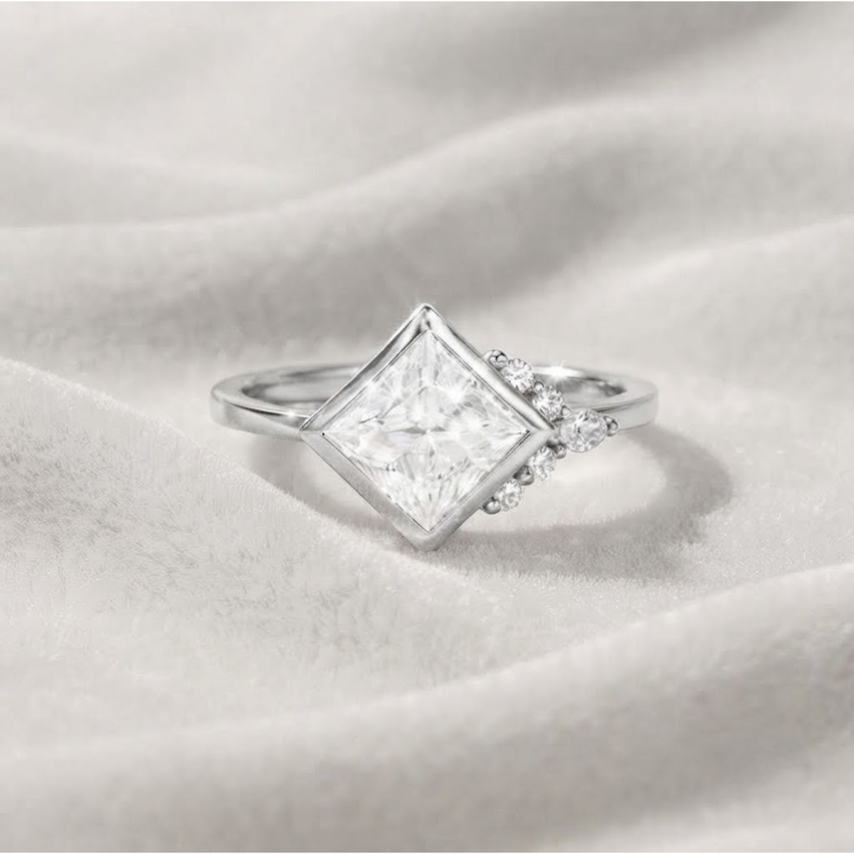 Princess cut Lab Grown engagement ring
