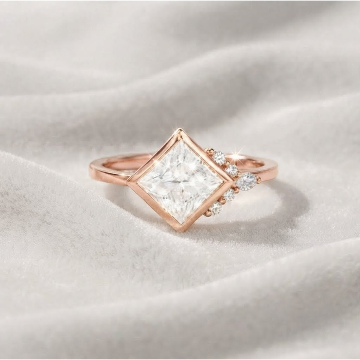 Princess cut Lab Grown engagement ring