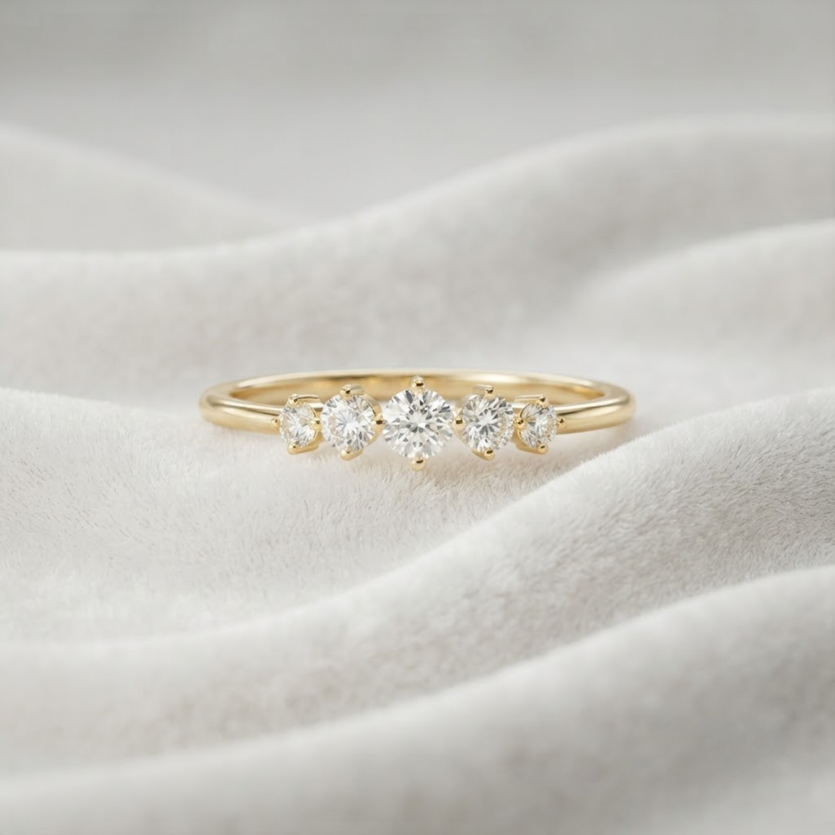 Lab Grown Solid Gold 5 Stone 0.15 CTW Lab Grown Ring