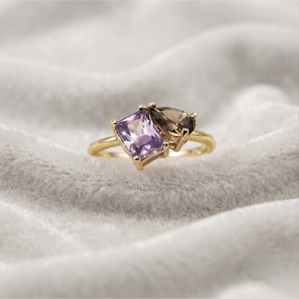 14K Smaragd- & Tropfenschliff Geburtssteinring | 1.00 CT Personalisierter Toi et Moi Edelsteinring
