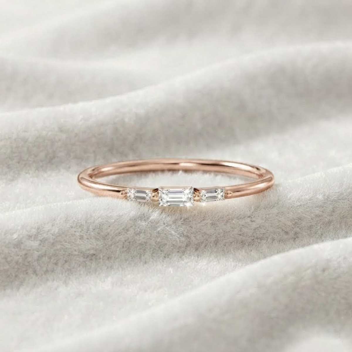 Baguette Diamantring | Zierlicher Goldring | Ring aus 14K Massivgold