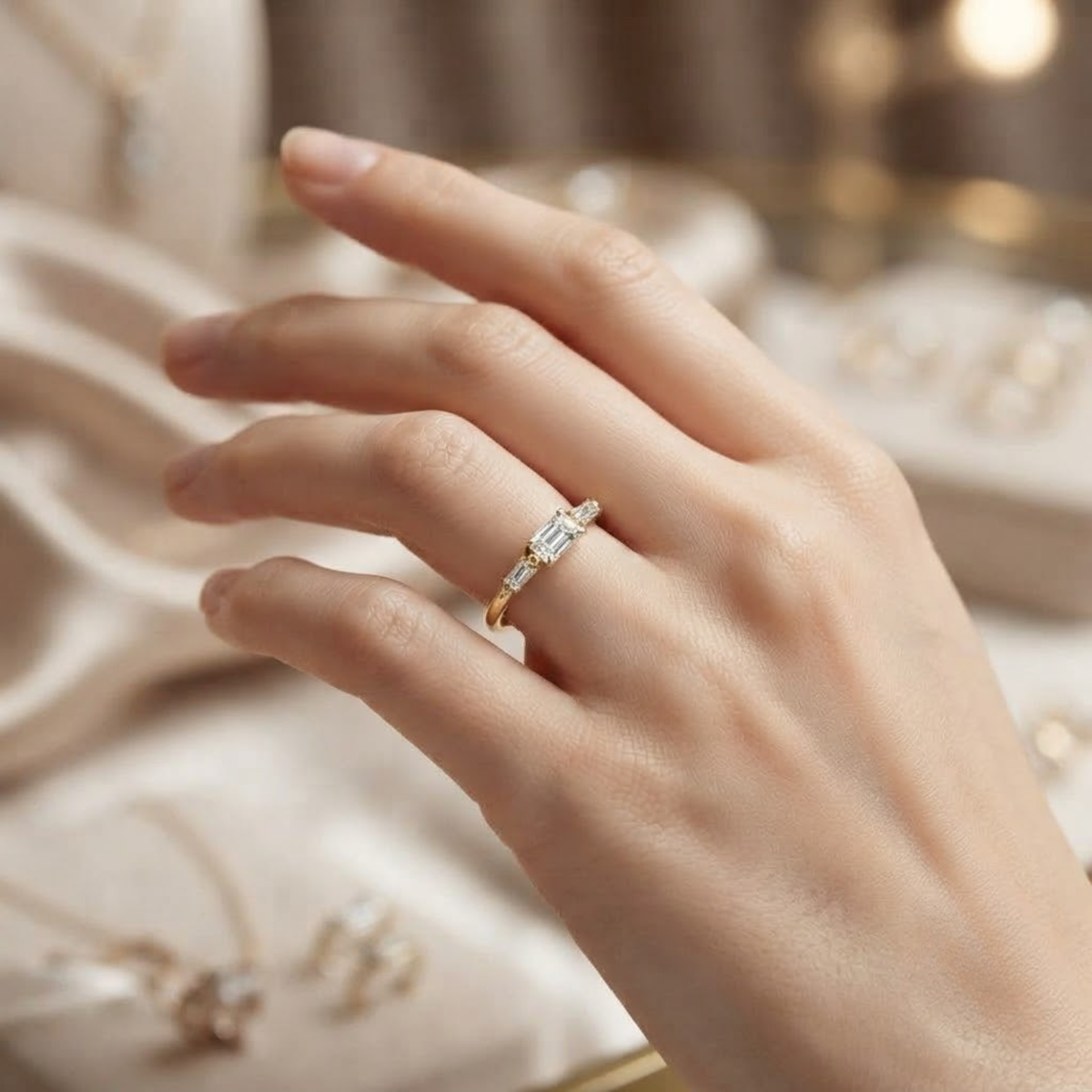 Baguette Diamantring | Zierlicher Goldring | Ring aus 14K Massivgold