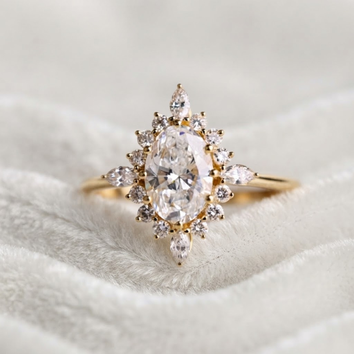 Gold Oval Lab Grown Vintage Style Lab Grown Ring
