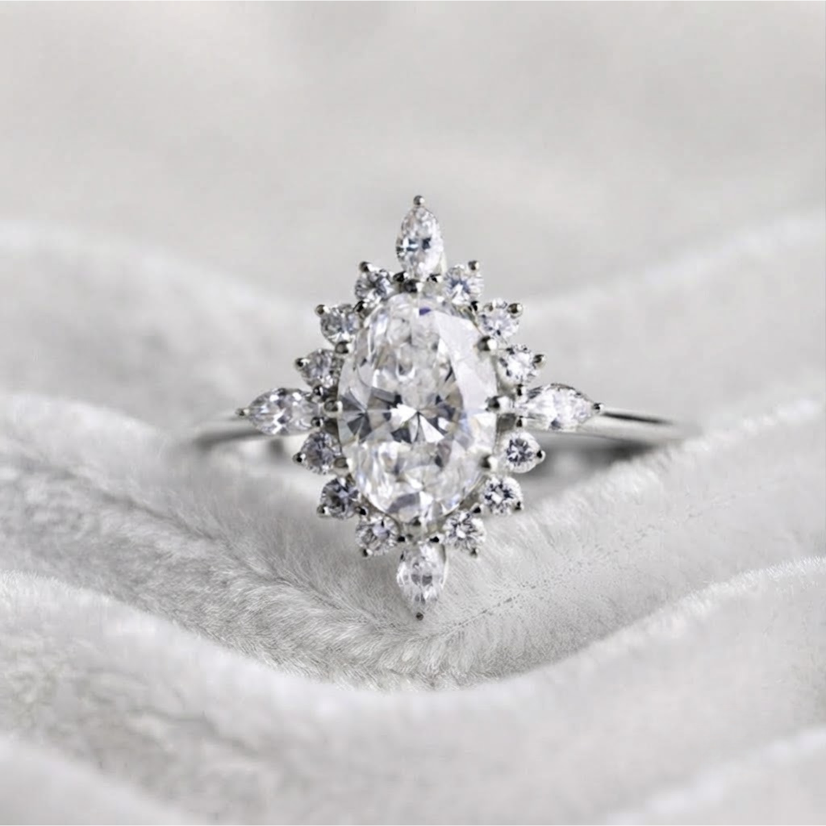Gold Oval Lab Grown Vintage Style Lab Grown Ring