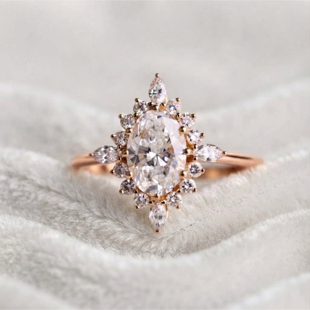 Gold Oval Lab Grown Vintage Style Lab Grown Ring