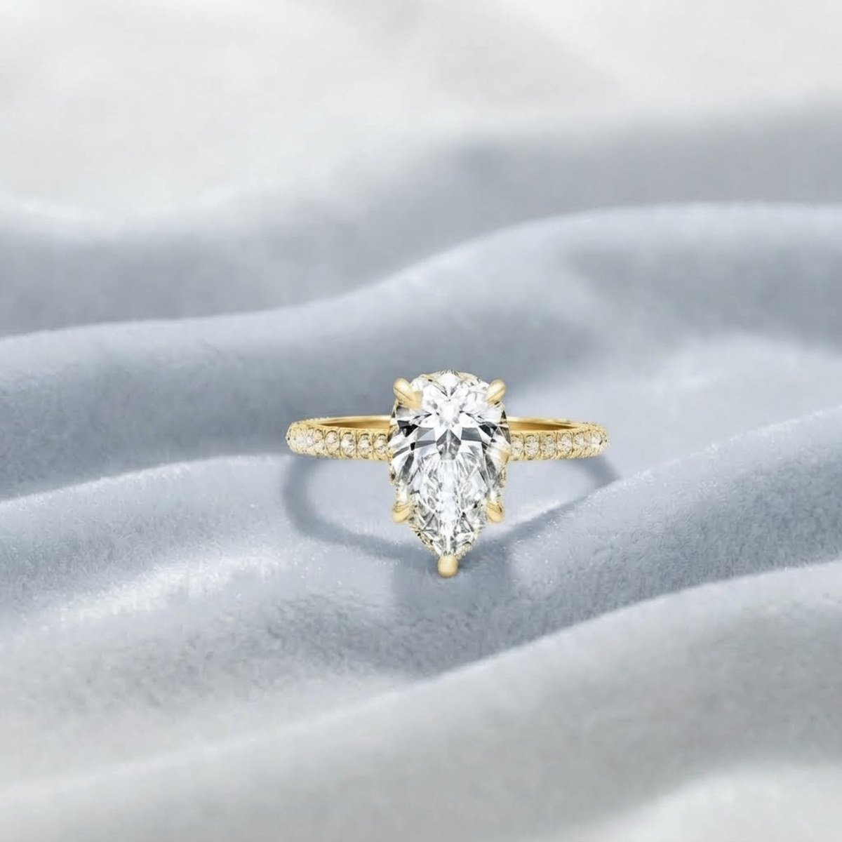 Pear Cut Lab Grown Diamond Engagement Ring
