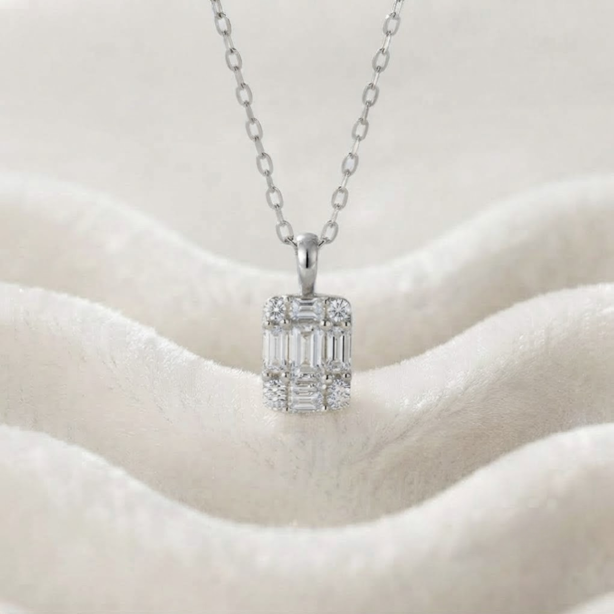 Diamond Baguette Cut Necklace