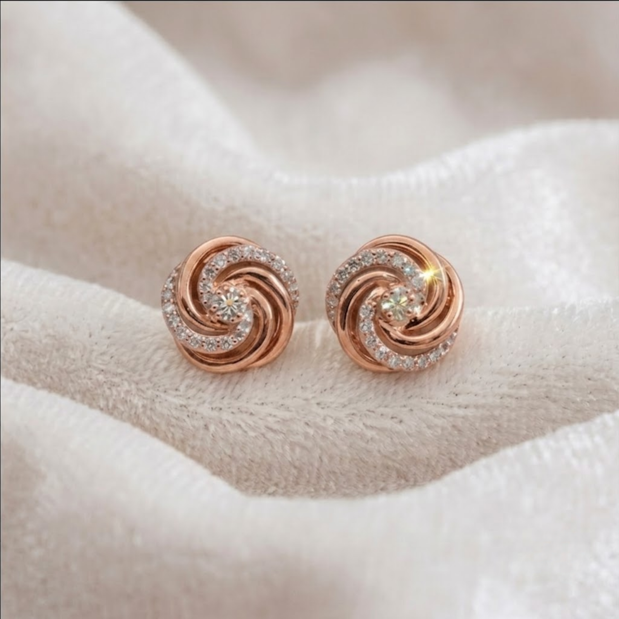 Diamond Swirl Stud Earrings