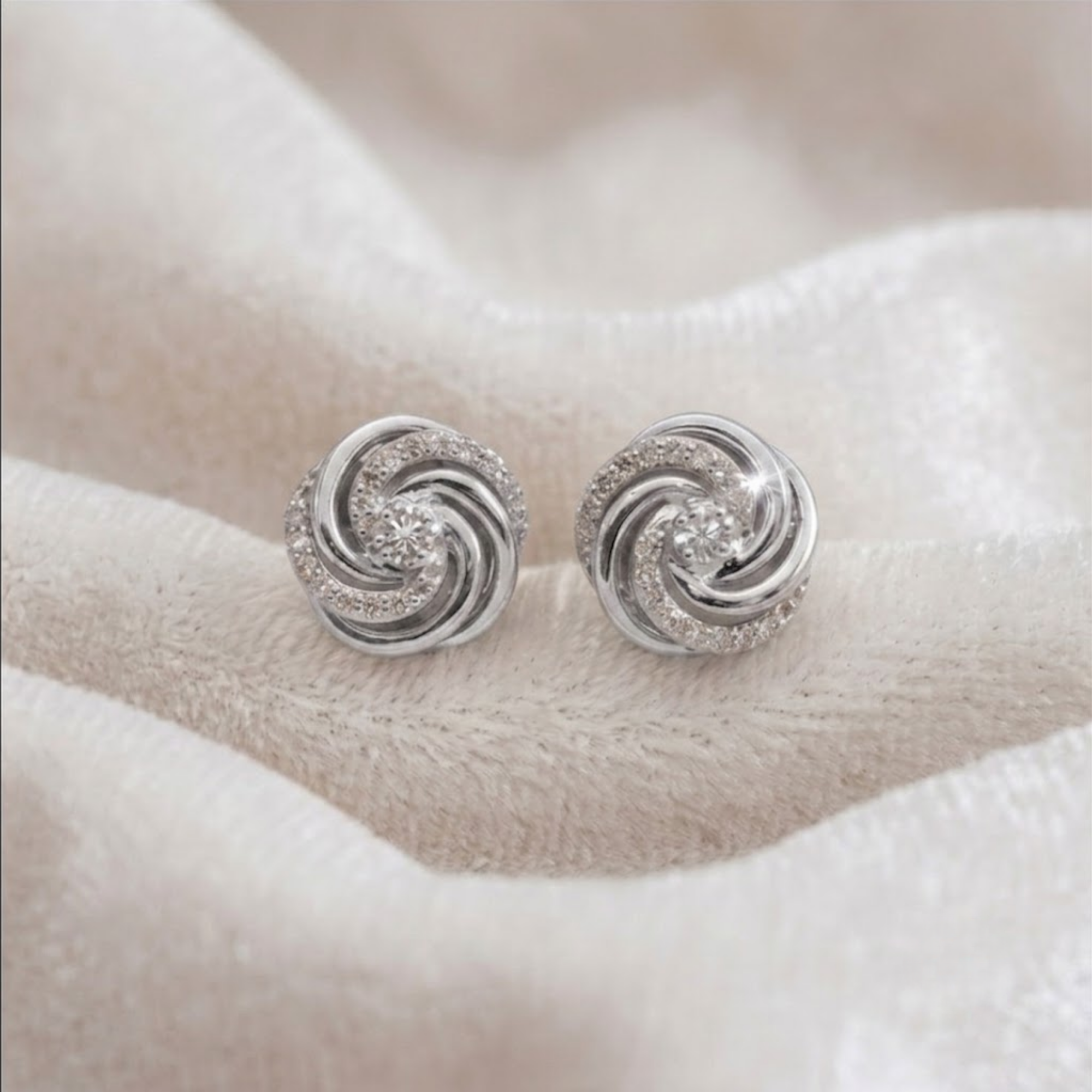 Diamond Swirl Stud Earrings