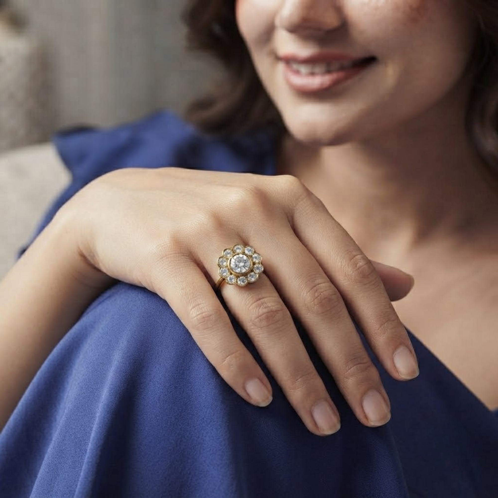 Floral Cluster Lab Grown Diamond Ring
