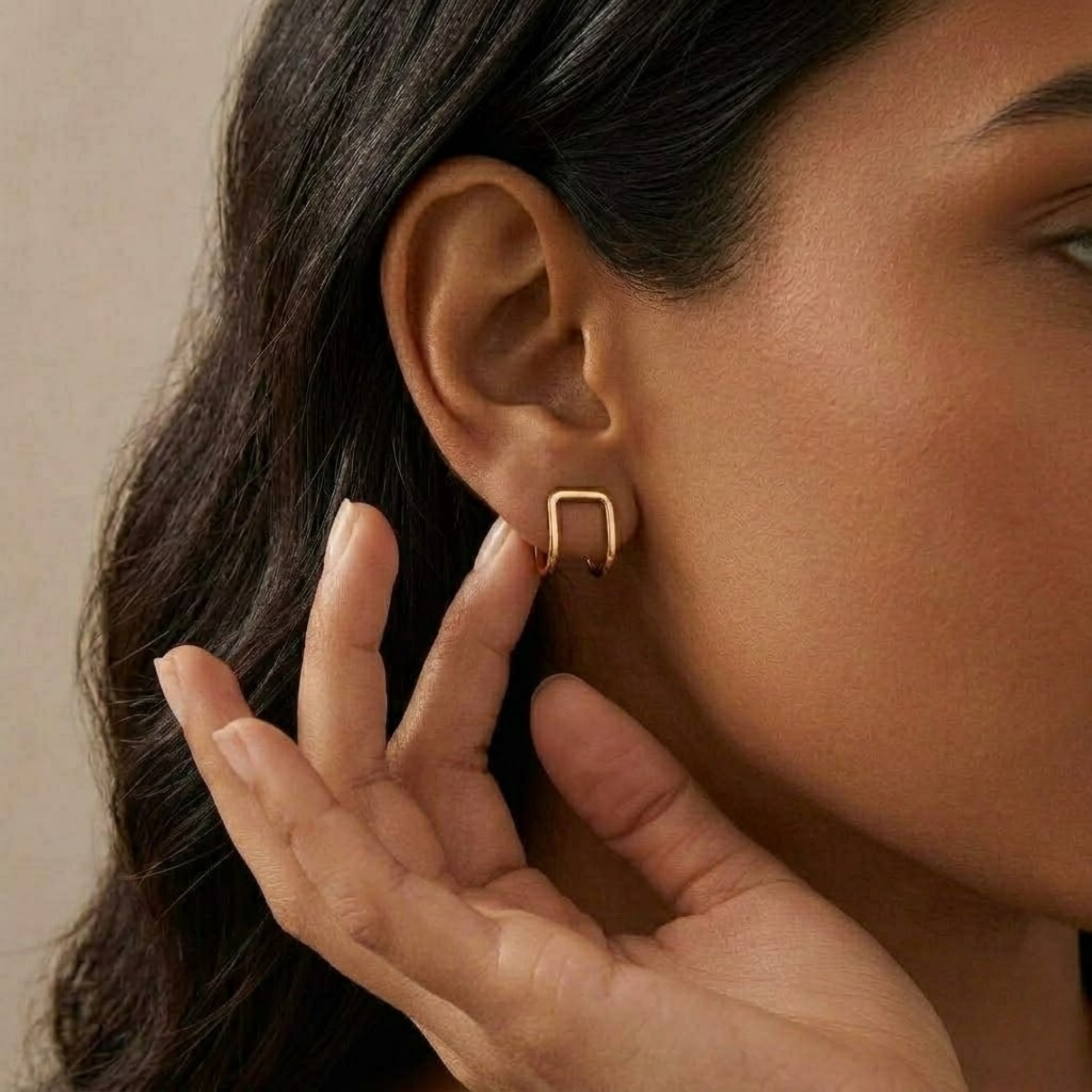 Huggie Square Jacket Earrings