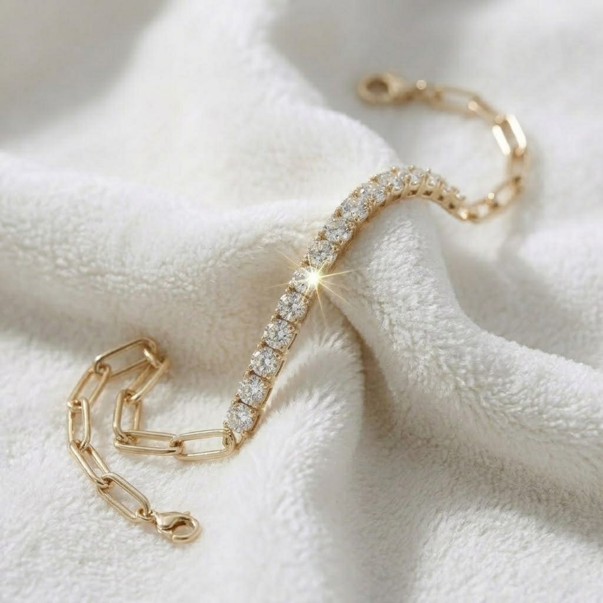 Half Tennis Half Paperclip Bracelet