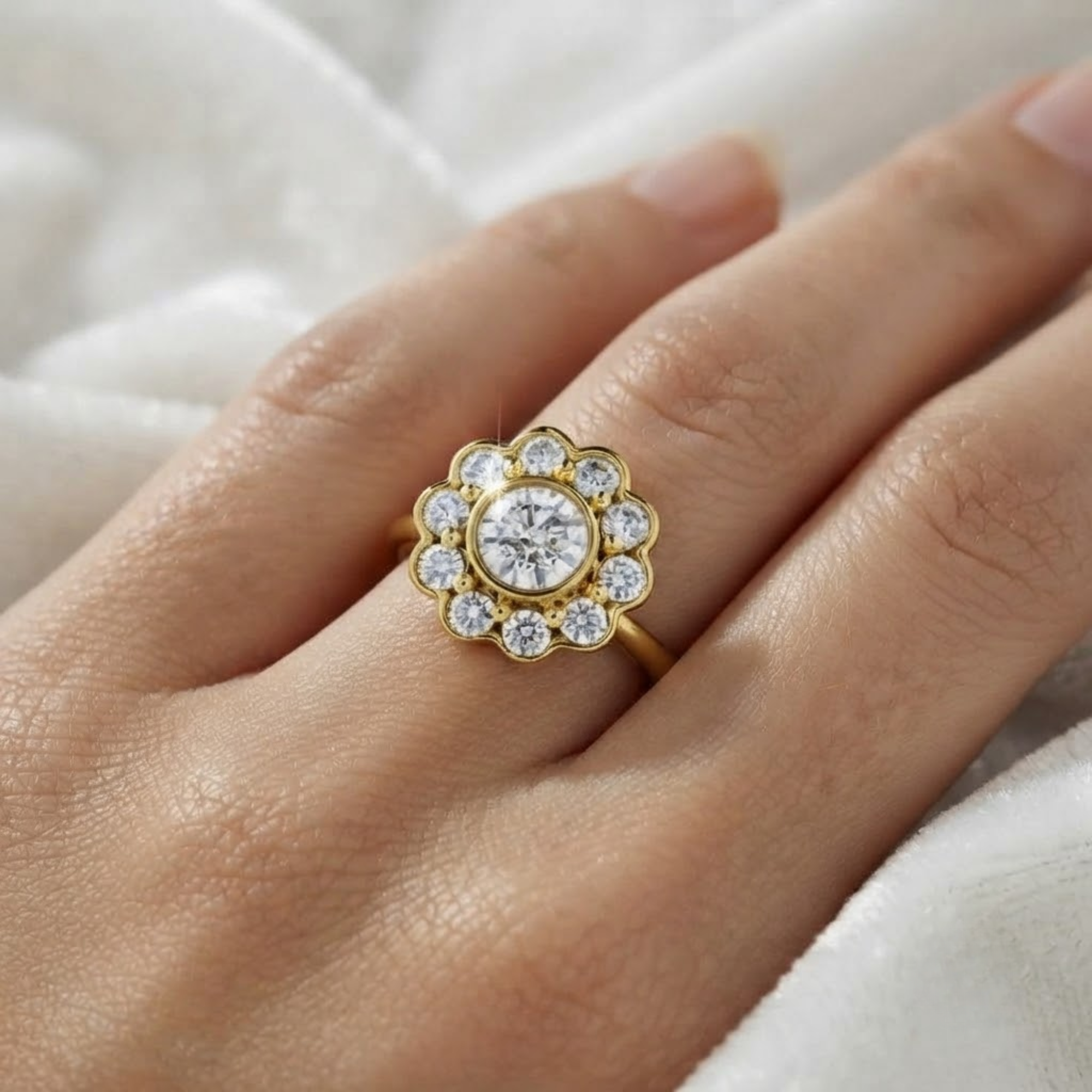 Floral Cluster Lab Grown Diamond Ring