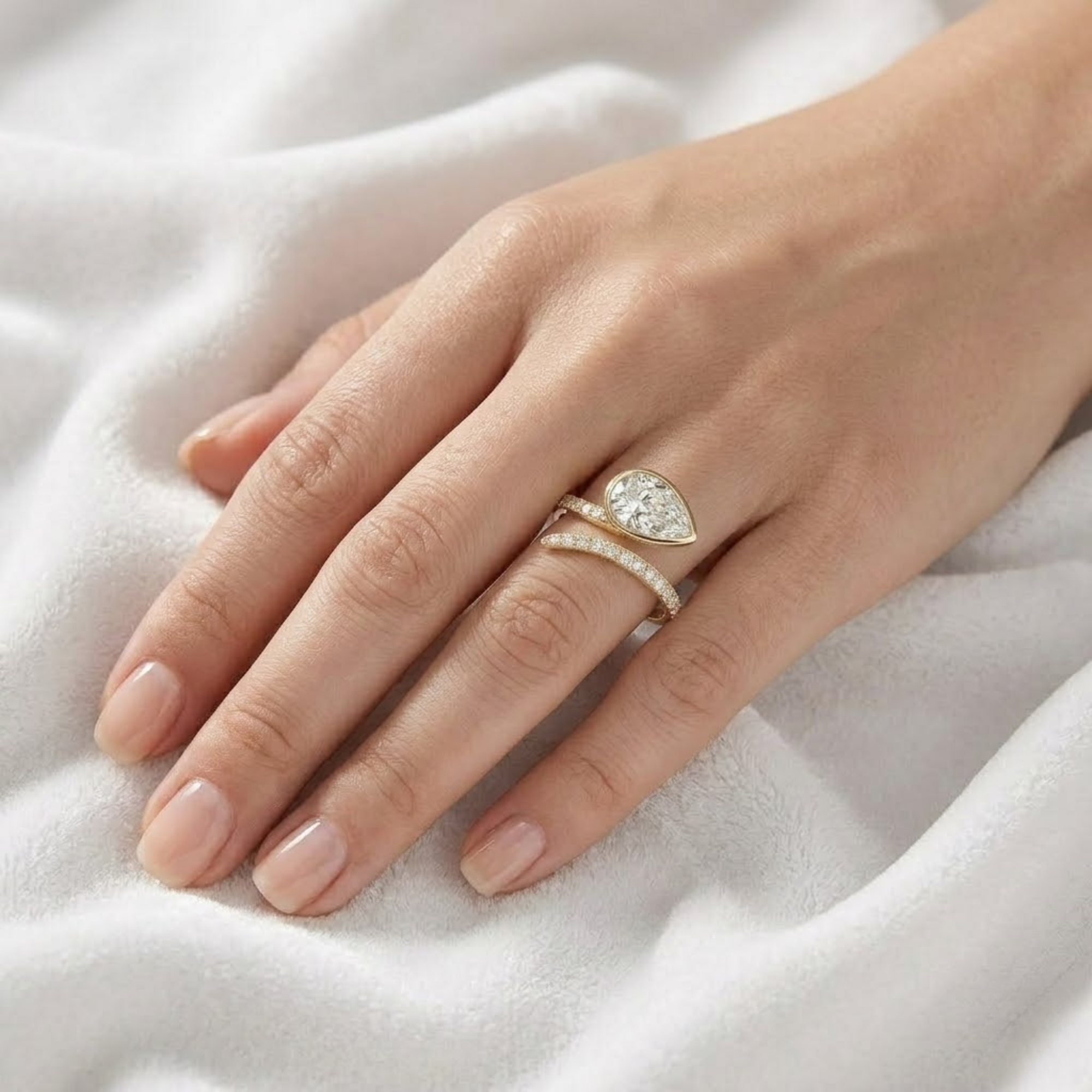 14K Gold Pear Shape Lab Grown Diamond Engagement Ring