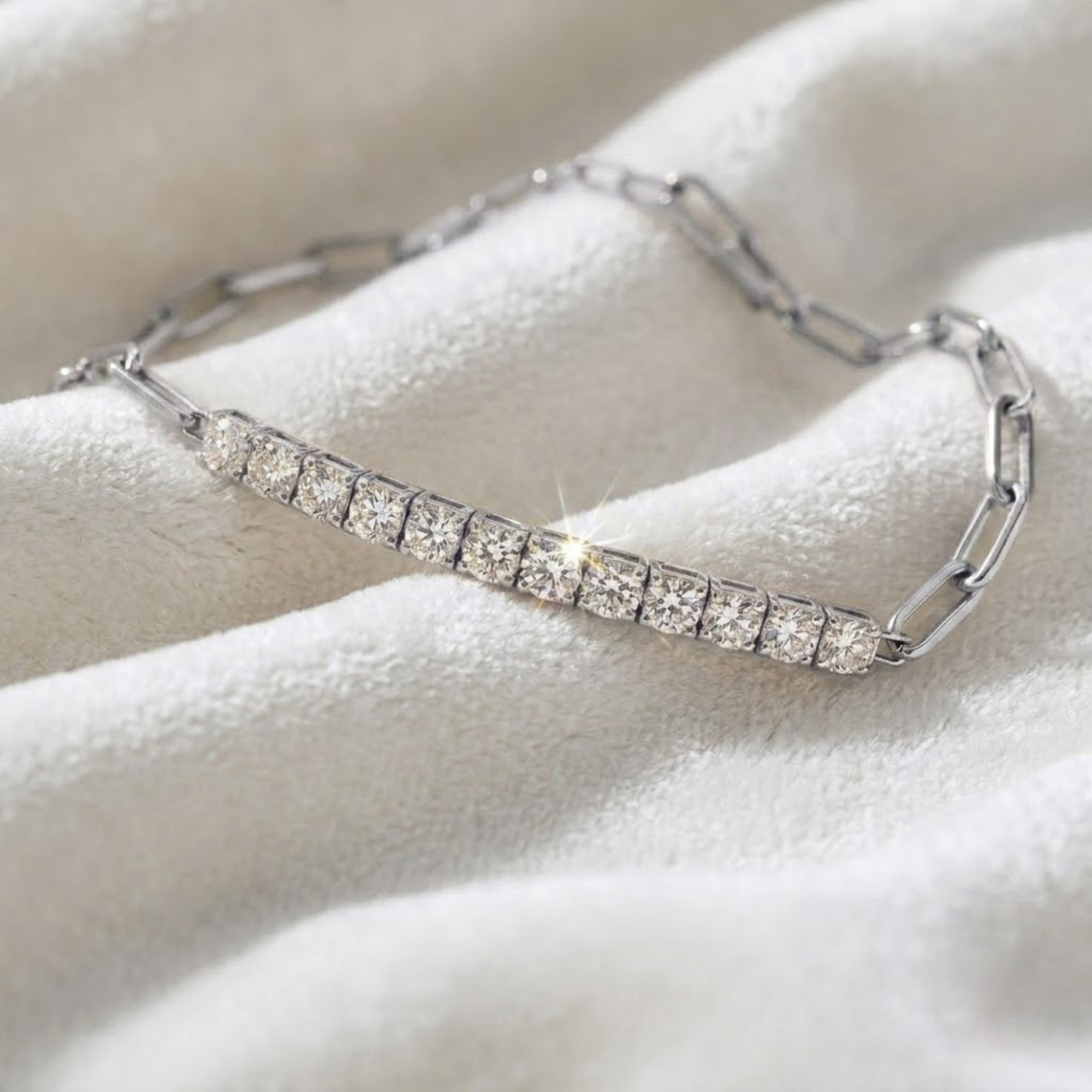 Half Tennis Half Paperclip Bracelet
