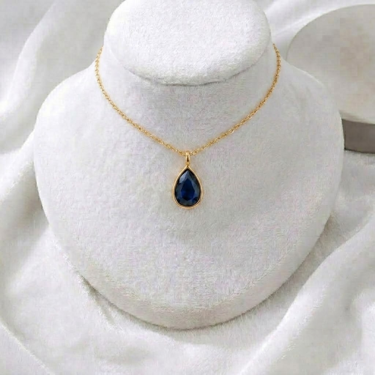 Dainty Initial Onyx Drop Pendant