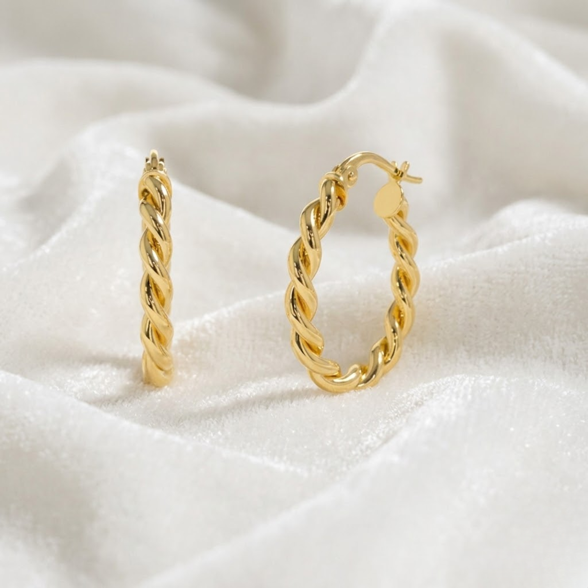 14K Gold Twist Seil Ohrringe 20MM Seilkette Creolen