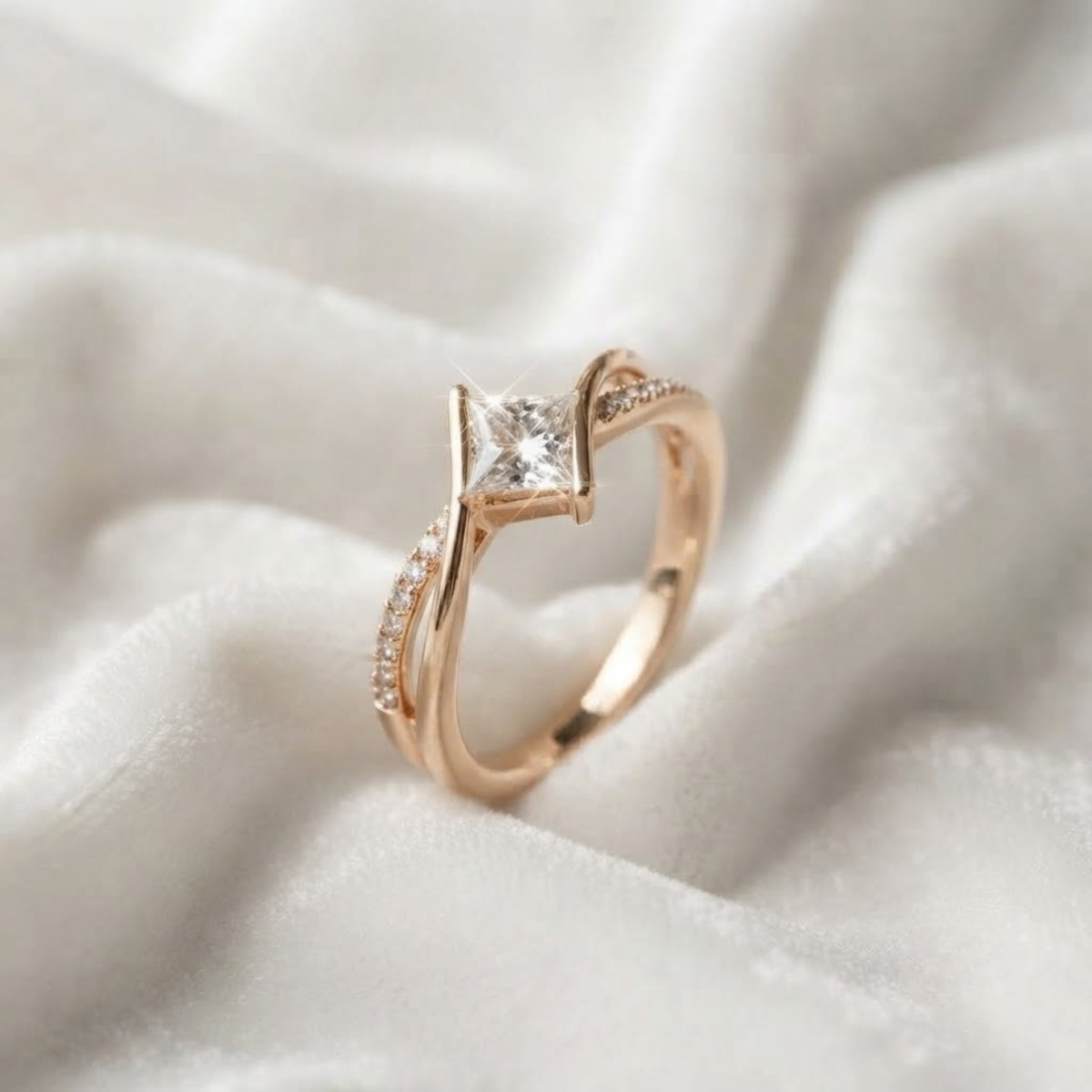 Princess Cut Bypass Diamond Ring