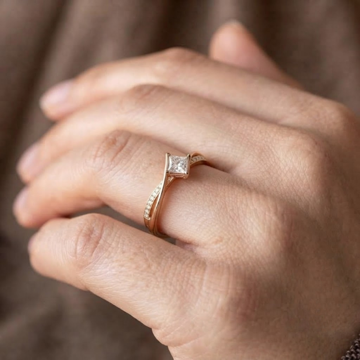 Princess Cut Bypass Diamond Ring