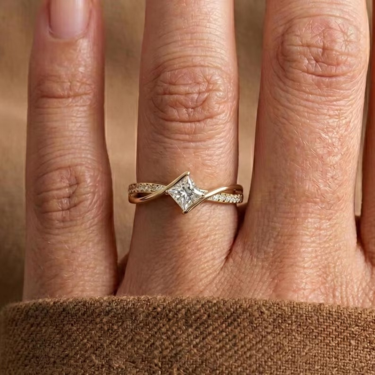 Princess Cut Bypass Diamond Ring