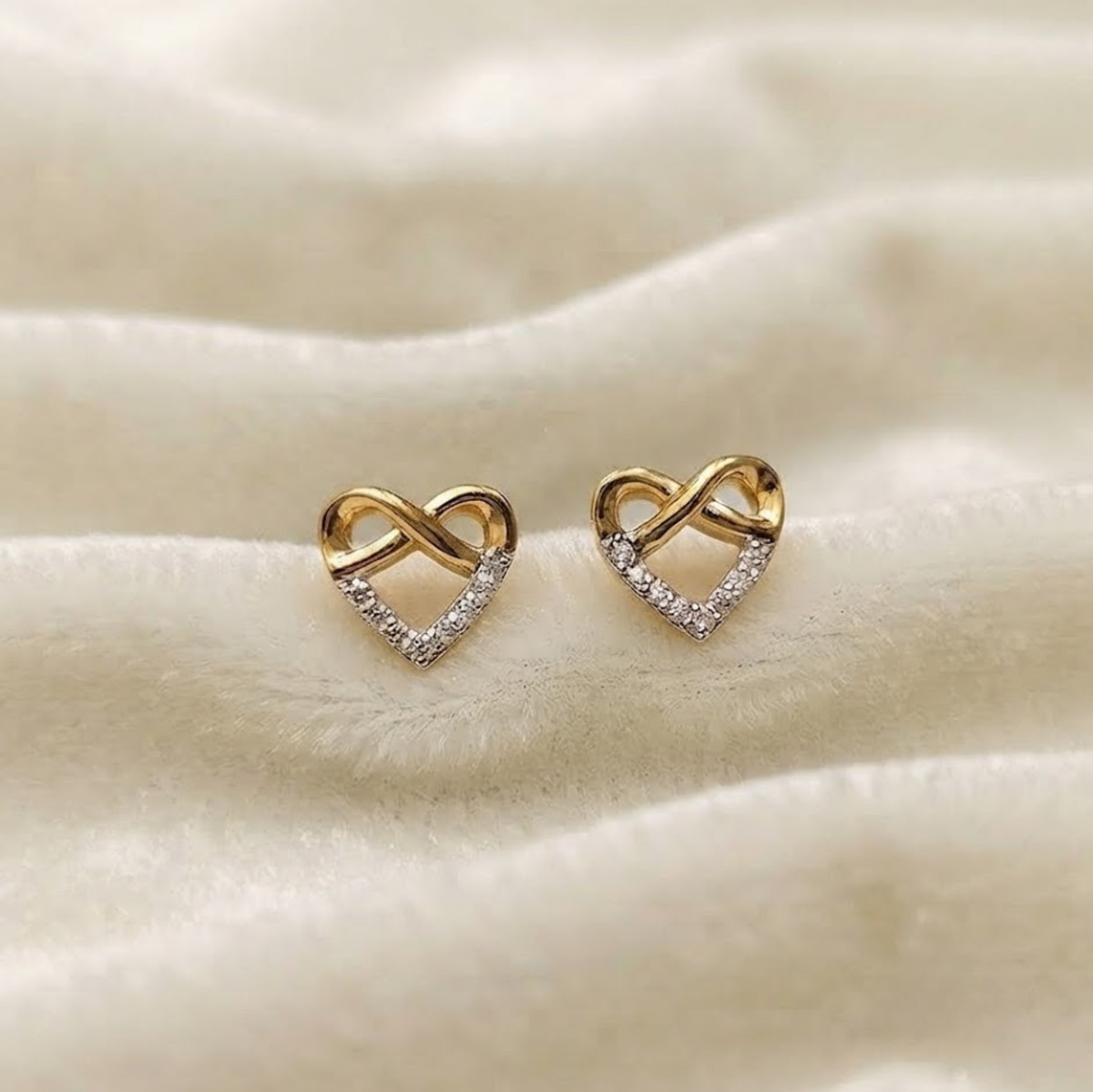 Infinity Heart Diamond Stud Earrings