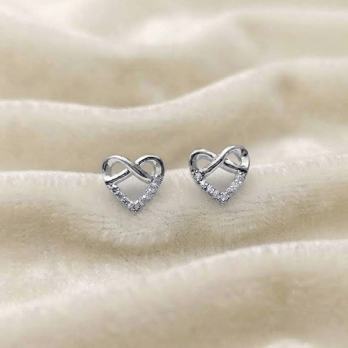 Infinity Heart Diamond Stud Earrings