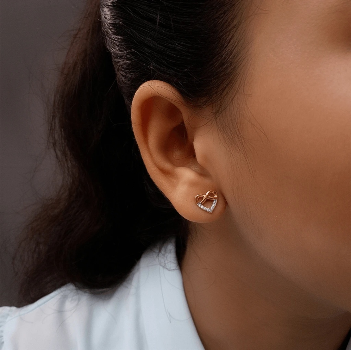 Infinity Heart Diamond Stud Earrings