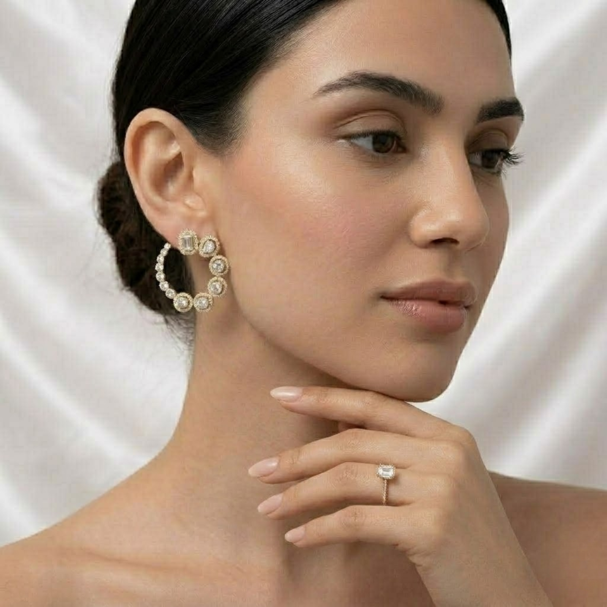 Mixed Shape Diamond Drop Diamond Earrings