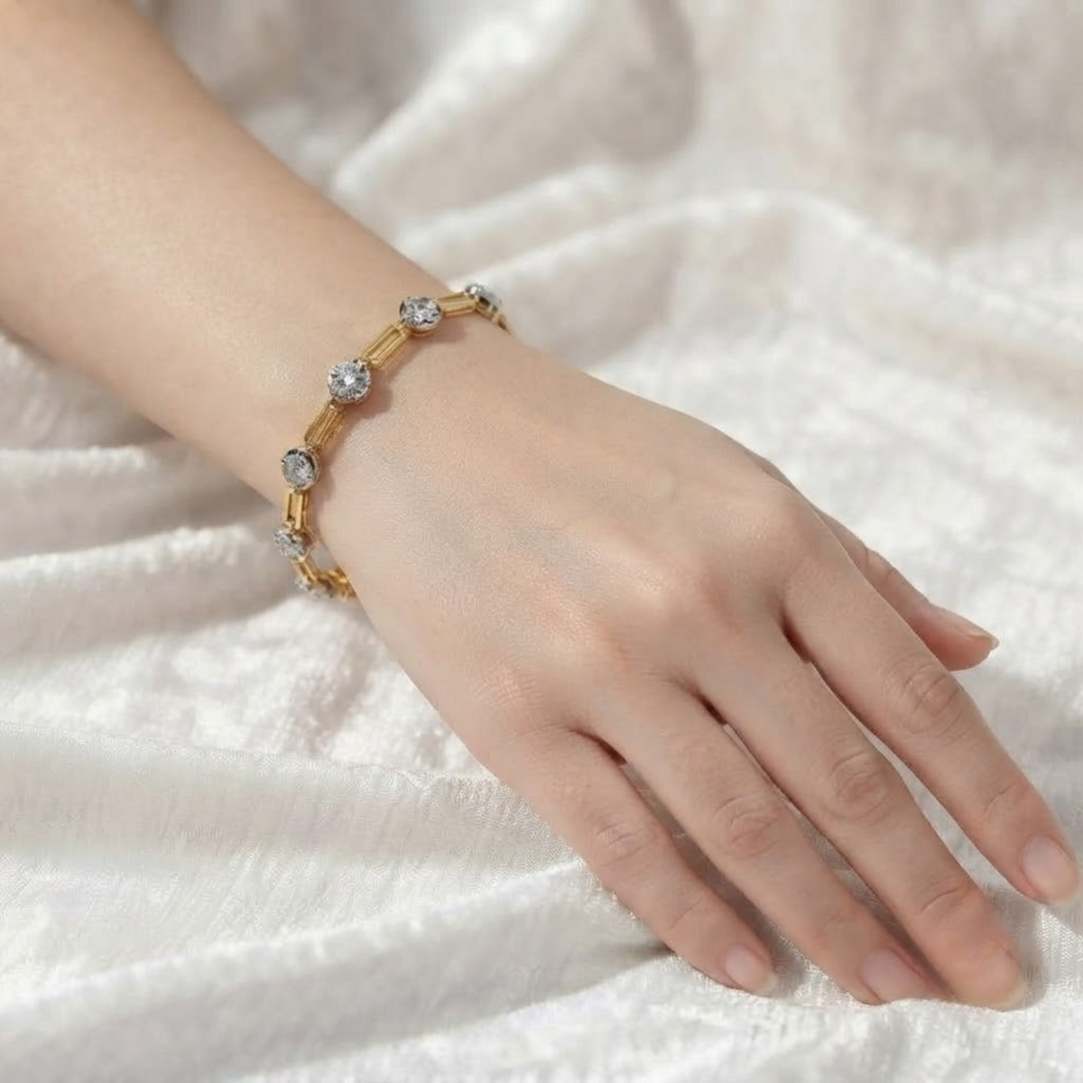 Diamond Paperclip Chain Link Bracelet