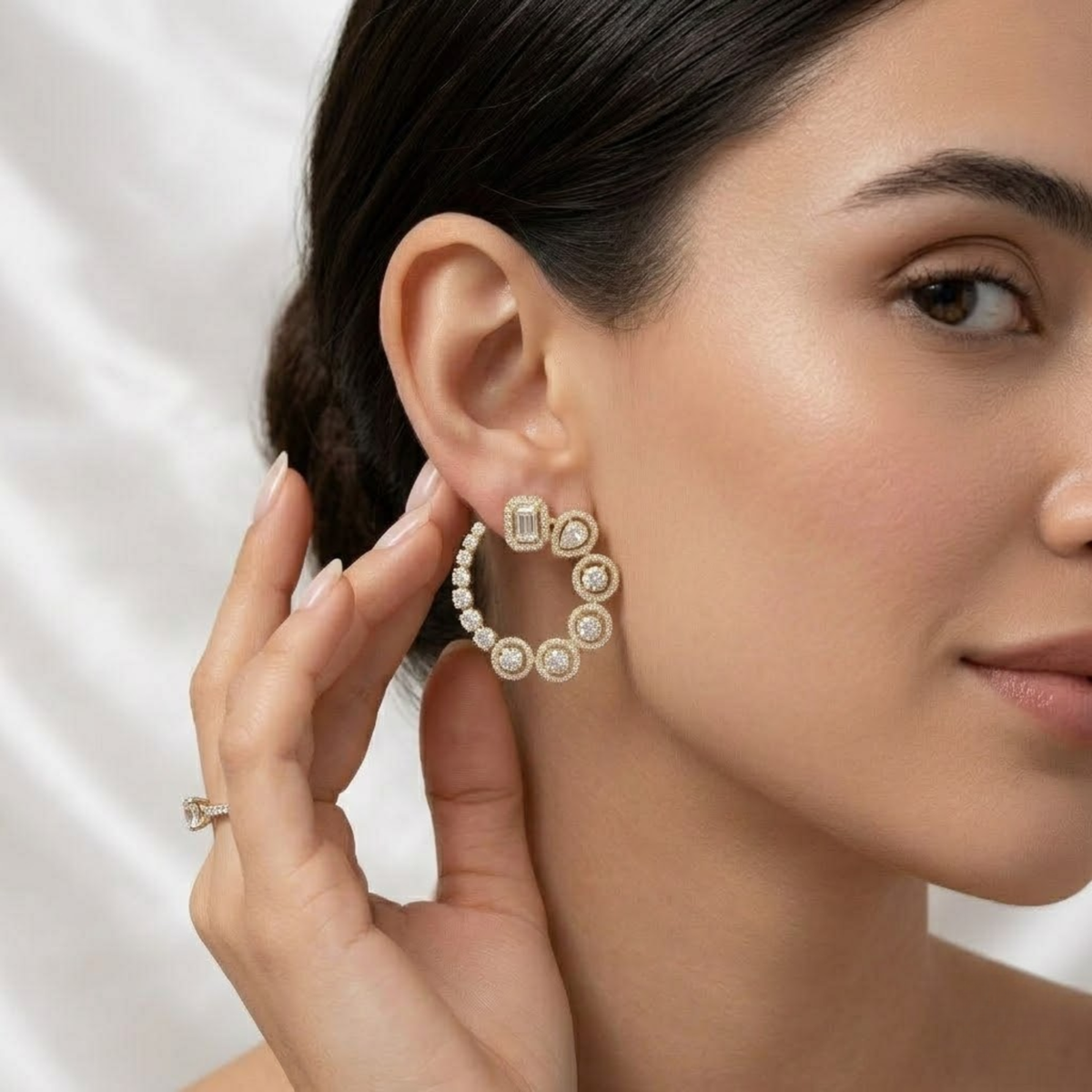 Mixed Shape Diamond Drop Diamond Earrings
