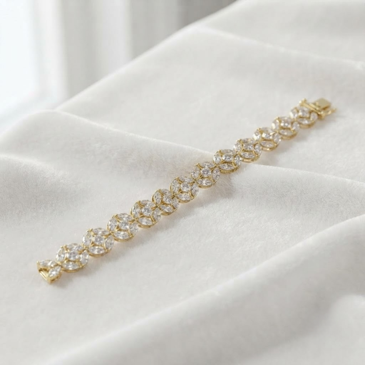 Marquise and Round Cut Floral Lab Grown Diamond Bracelet