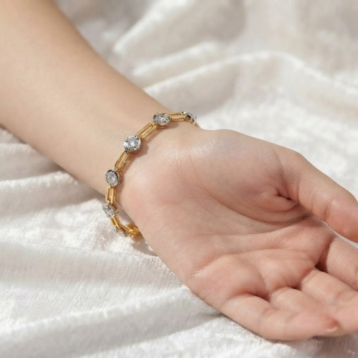 Diamond Paperclip Chain Link Bracelet