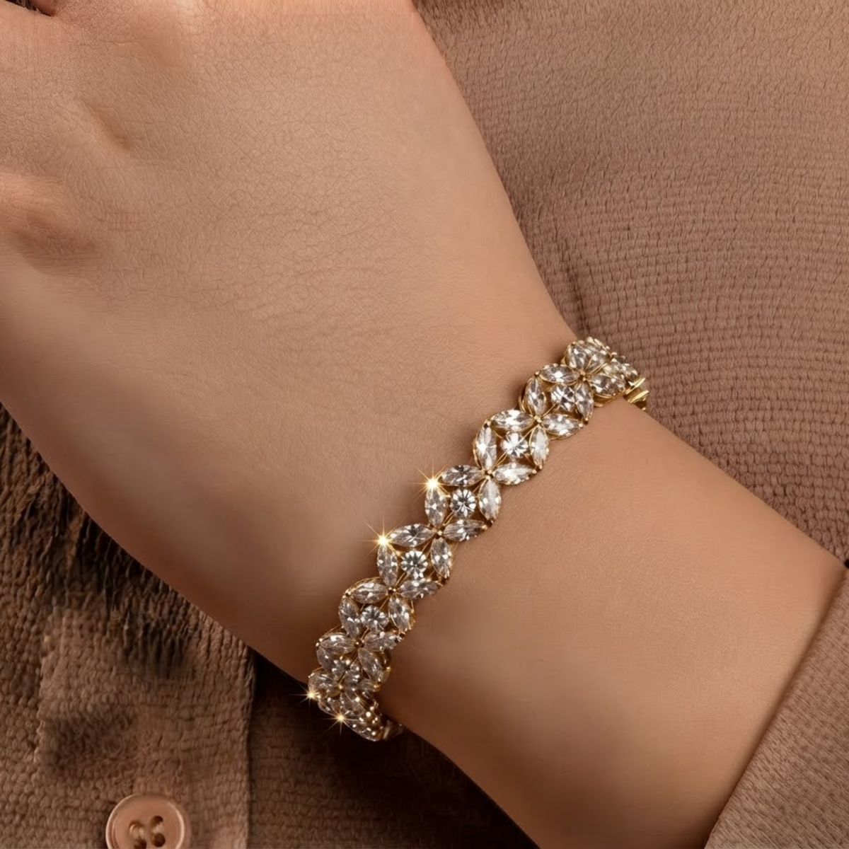Marquise and Round Cut Floral Lab Grown Diamond Bracelet