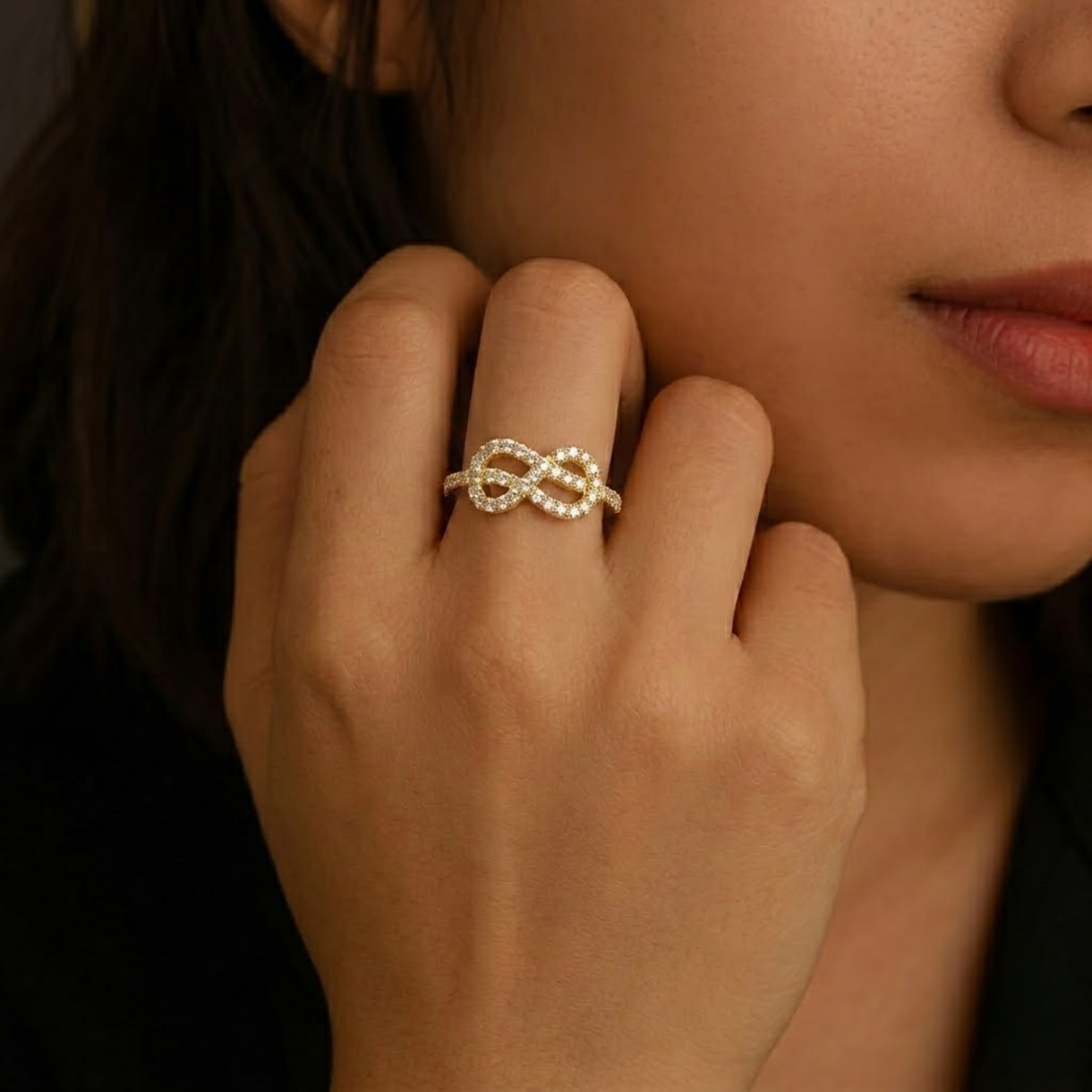 Infinity Love Knot Lab Grown Diamond Statement Ring