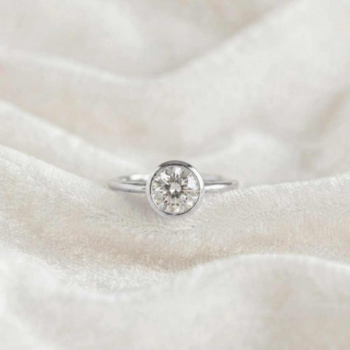 round cut lab grown diamond engagement ring