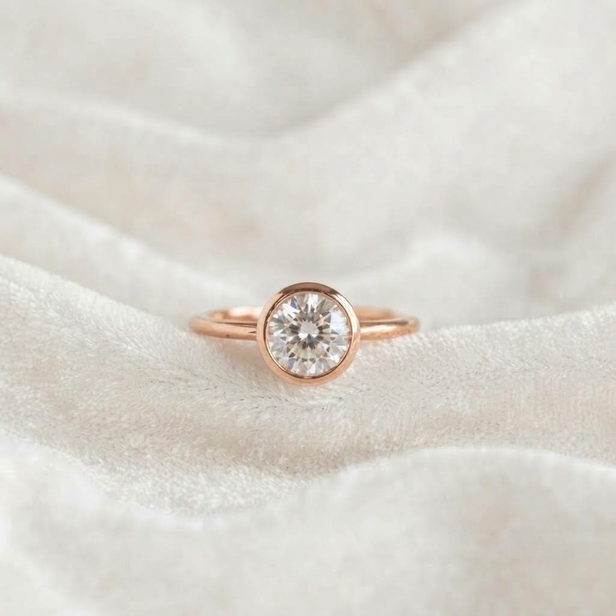 round cut lab grown diamond engagement ring