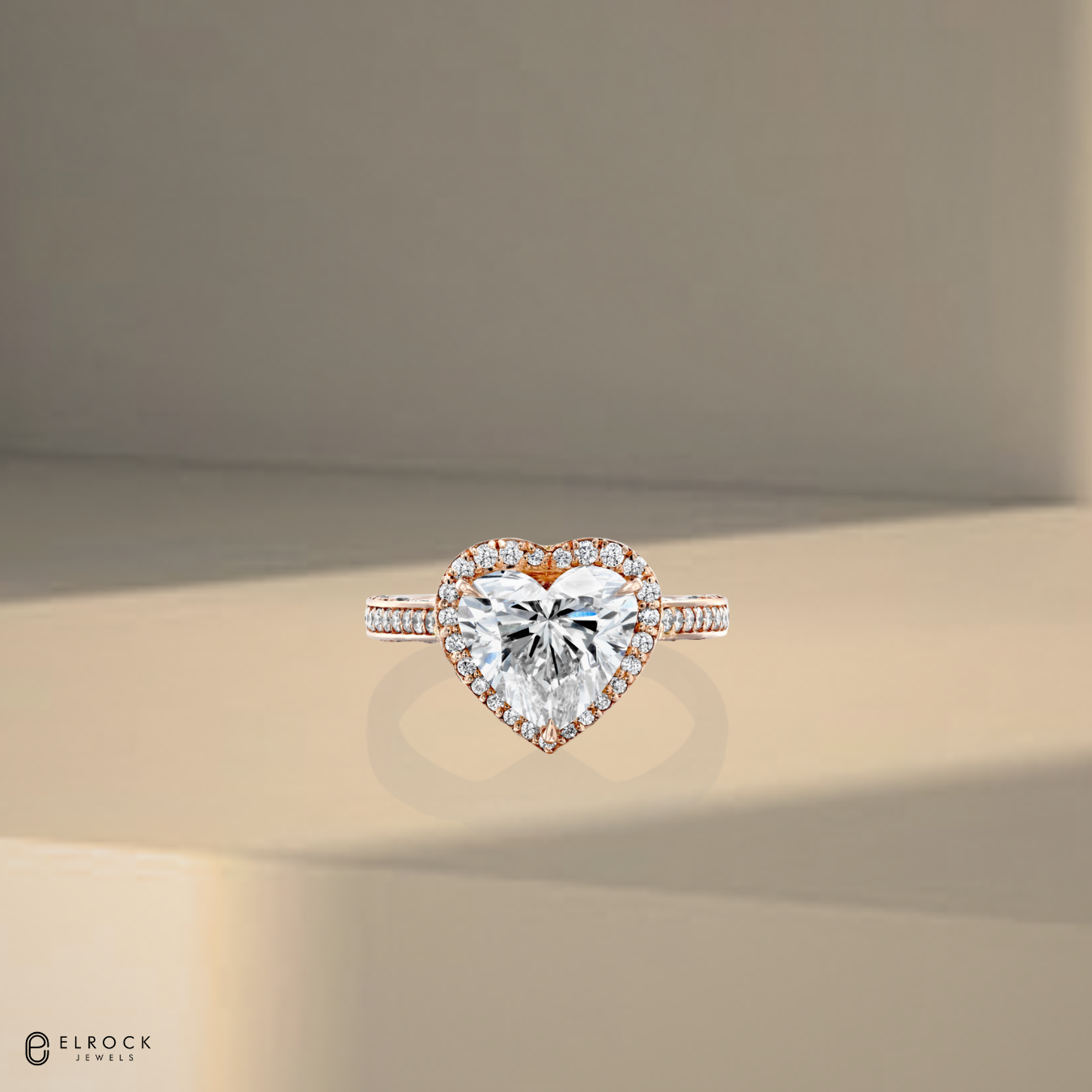 14K Gold 3.50 Carat Heart Shape Halo Engagement Ring