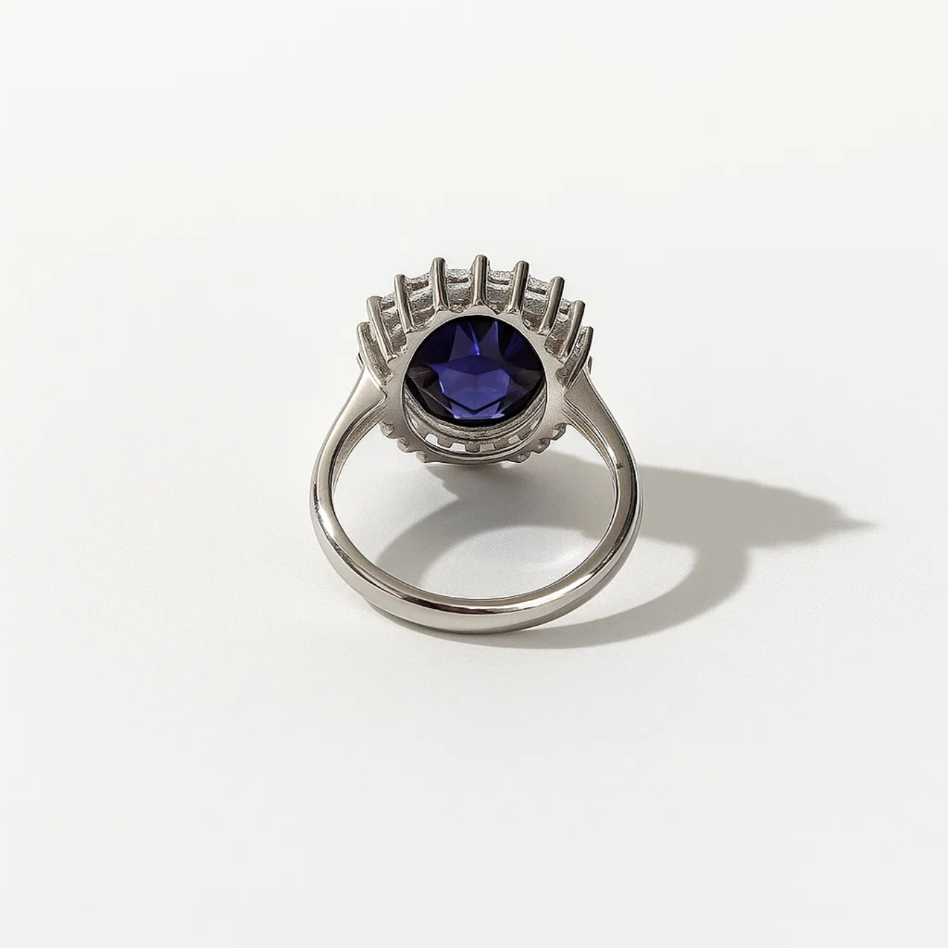 14K Statement 6 Carats Lab Grown Royal Blue Sapphire Ring
