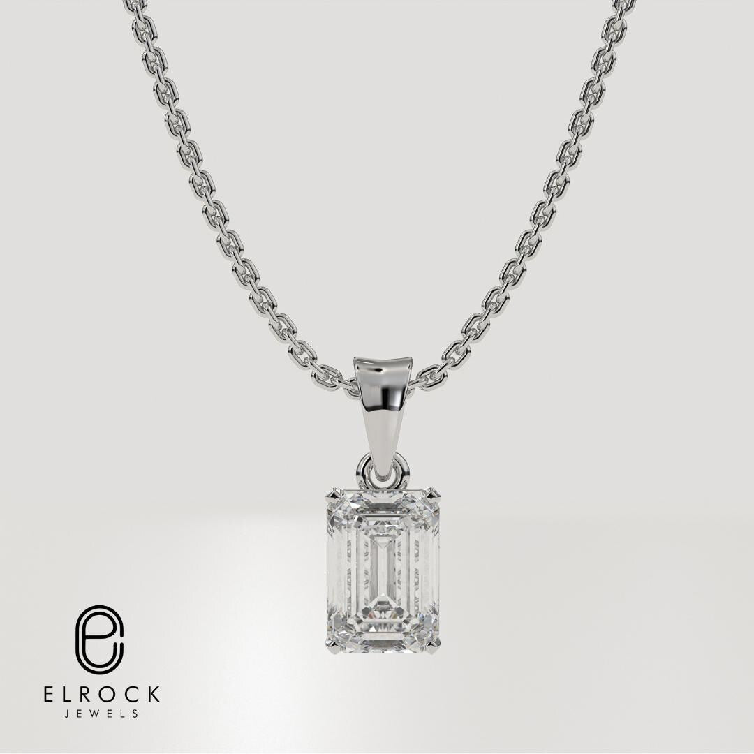 Emerald Shape Lab Diamond Pendant