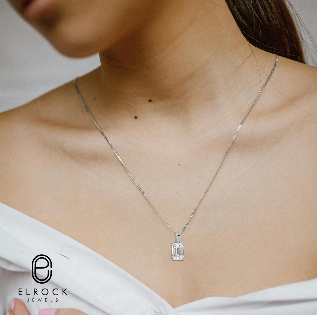 Emerald Shape Lab Diamond Pendant