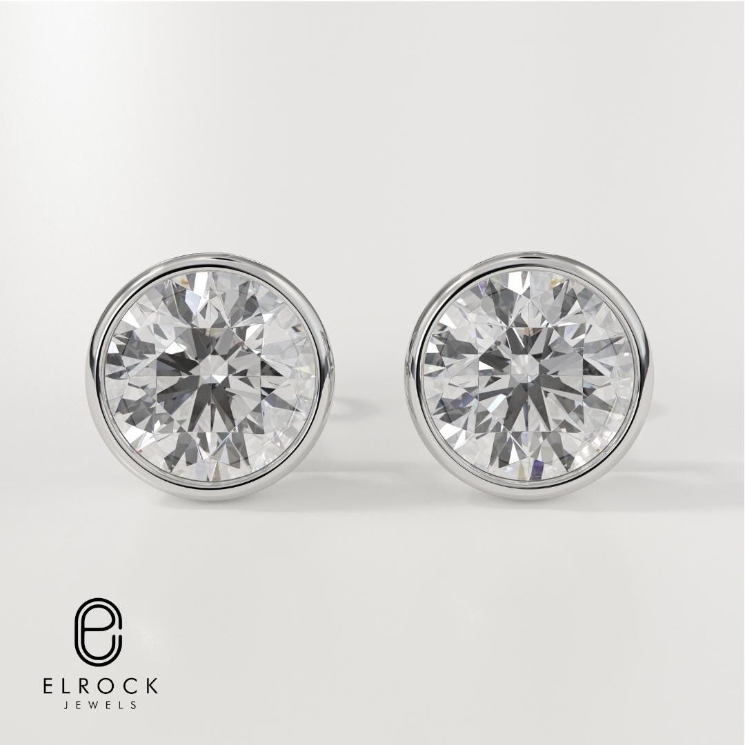 14K White Gold Earring Lab Grown Diamond Stud Earring