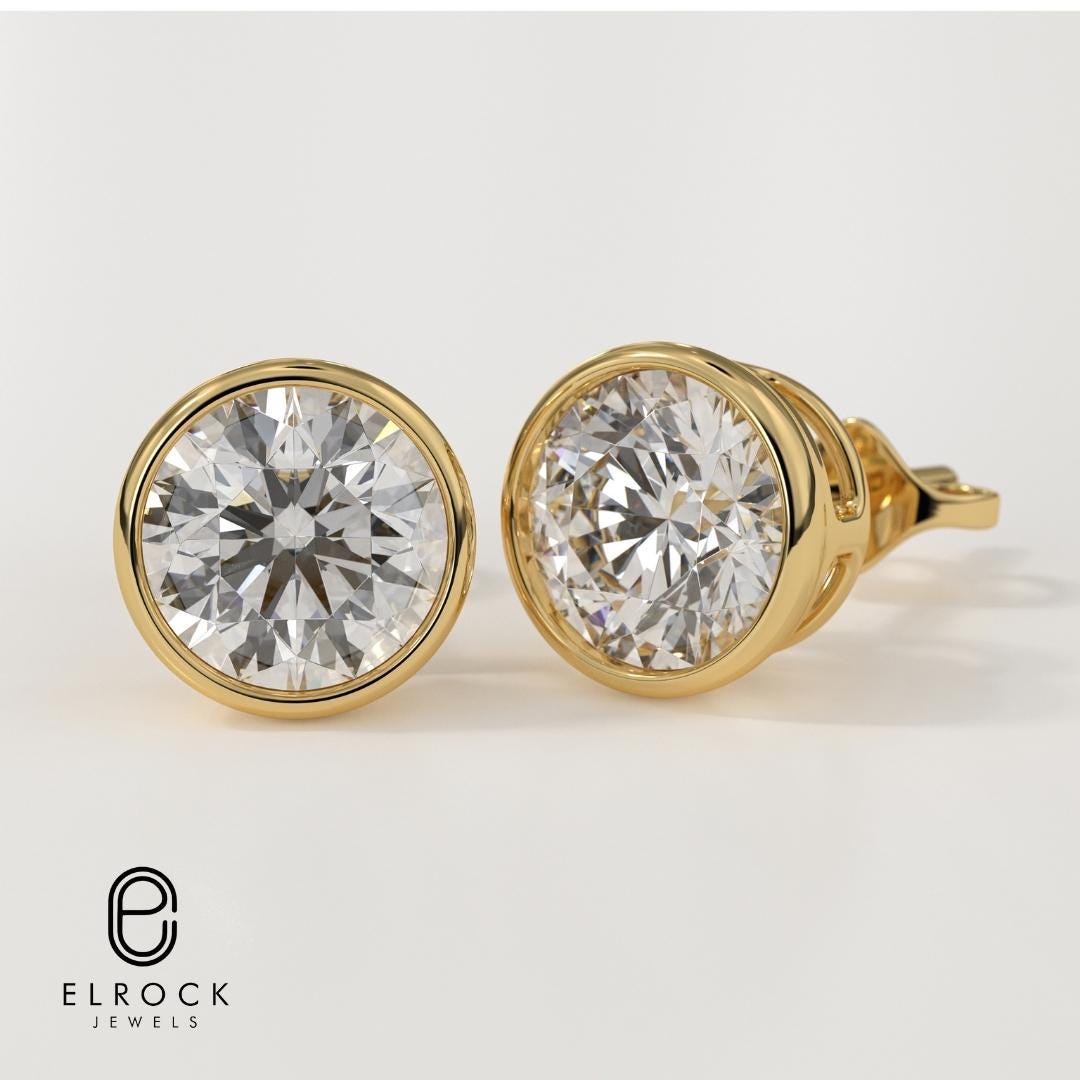 14K White Gold Earring Lab Grown Diamond Stud Earring
